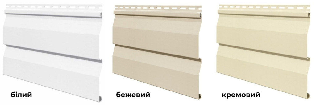 Палітра кольорів сайдингу Vilo: білий, бежевий, кремовий
